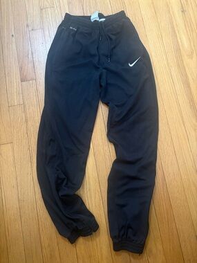 Nike Kids Black Jogger Sweatpants with White Swoosh